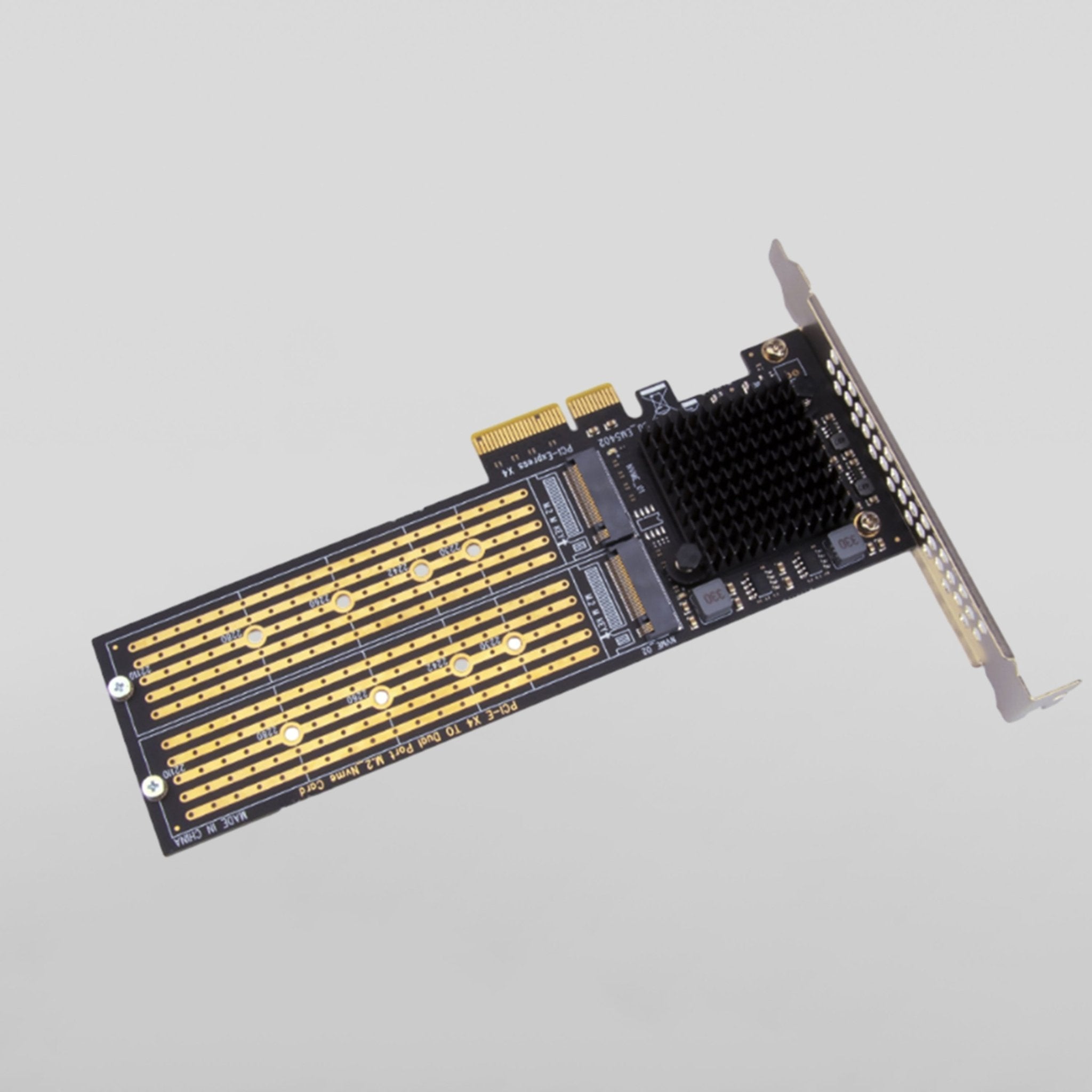 PCIe 3.0 x4 to Dual NVMe M.2 SSD Adapter Card