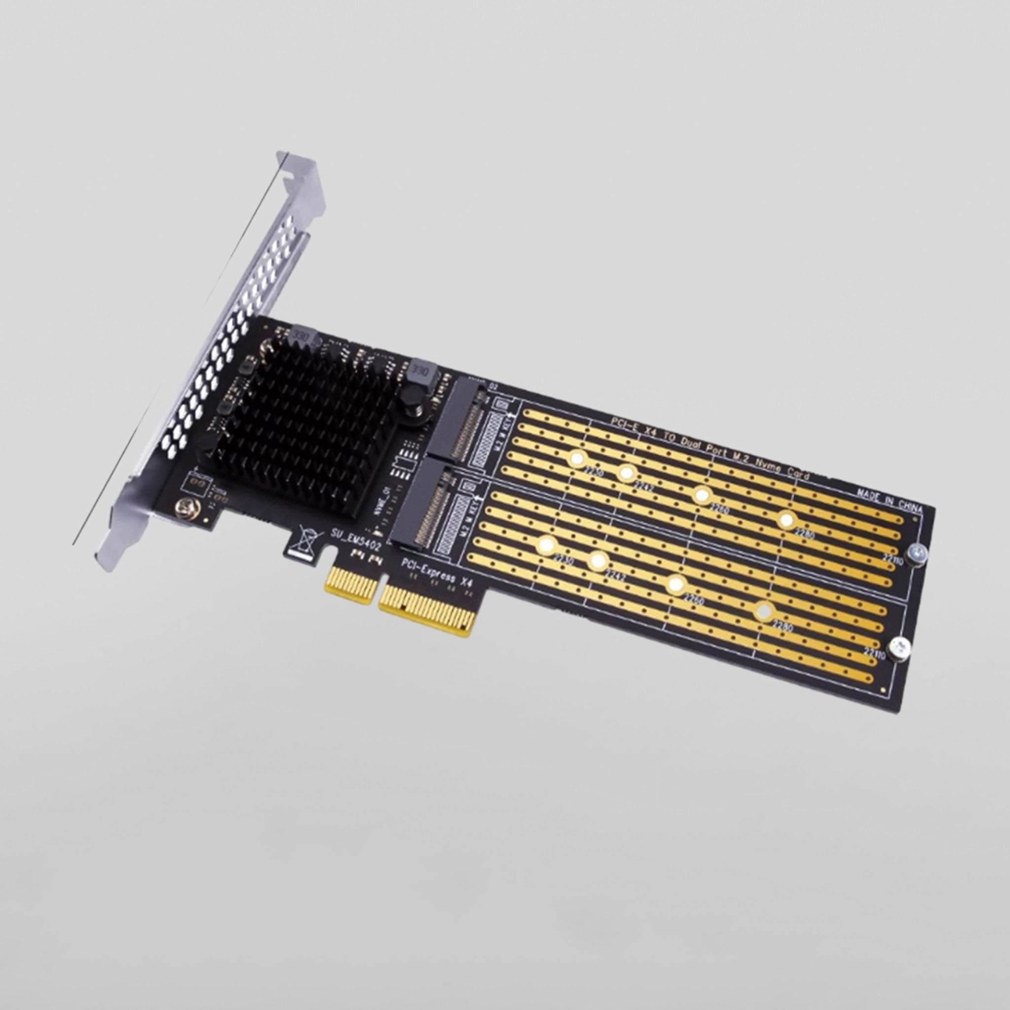 PCIe 3.0 x4 to Dual NVMe M.2 SSD Adapter Card