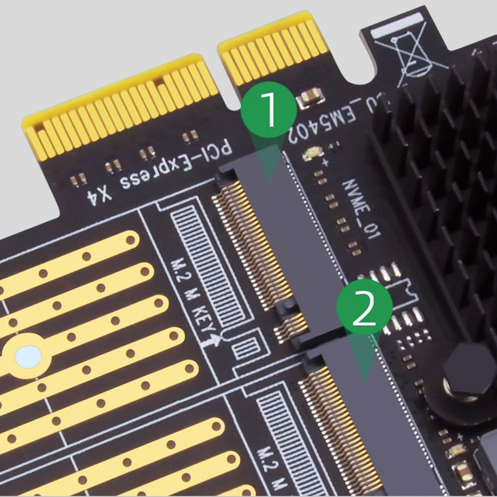 PCIe 3.0 x4 to Dual NVMe M.2 SSD Adapter Card